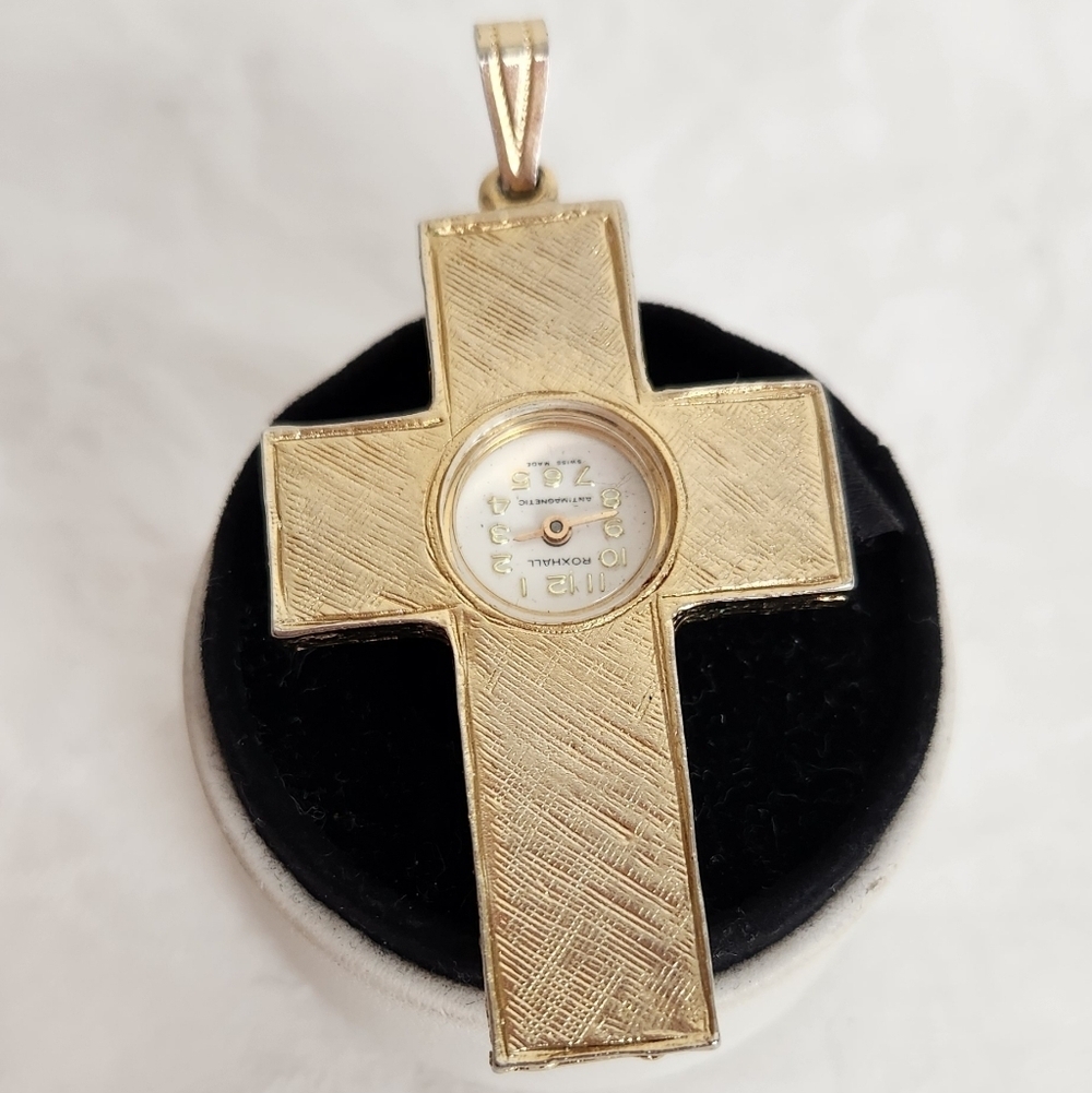 Vintage Swiss Watch Cross Pendant